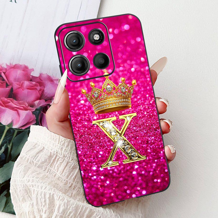 For Motorola Moto G15 Case MotoG15 Cover Luxury Crown Letters Soft Silicone Phone Case For Motorola Moto G75 5G G 75 G 15 Bumper