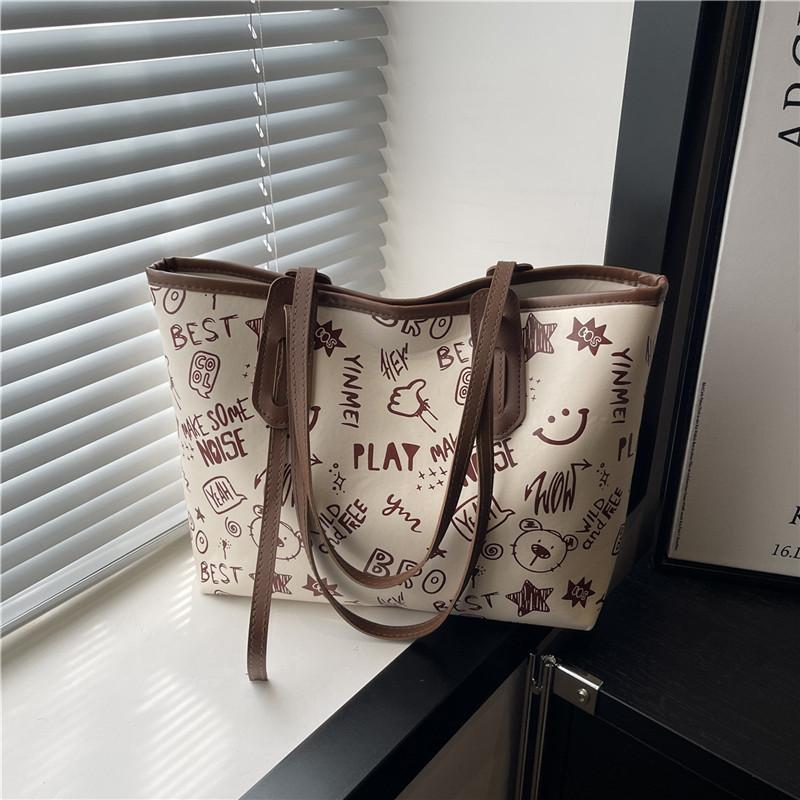 Simple Temperament Summer New Small Fresh Printing Large Capacity Tote Bag Women's Shoulder Commuter Backpack