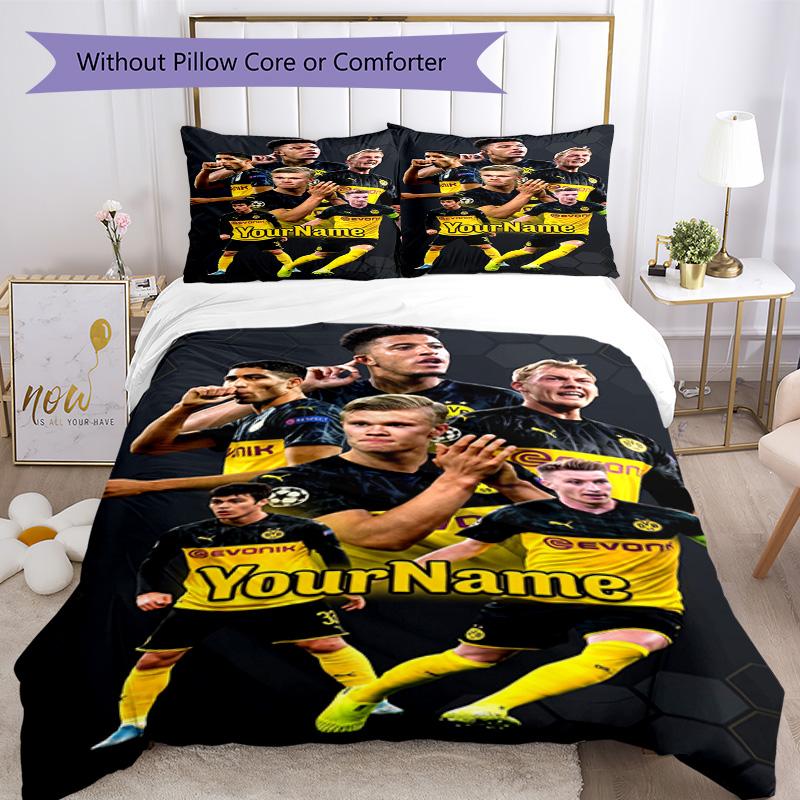 Borussia Dortmund Customize Your Name Bedding Set Breathable Duvet Cover with Pillowcases Home Decoration Birthday Gift
