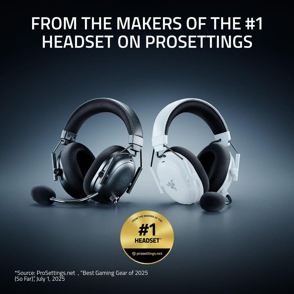 Razer BlackShark V3 Pro White Edition Wireless Gaming Headset with 2nd Generation HyperSpeed 2nd Generation TriForce Biocellulose 50mm Battery and