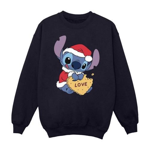 Disney Mens Lilo And Stitch Christmas Love Biscuit Sweatshirt