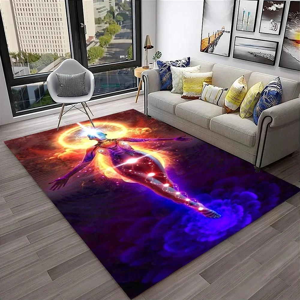 Naturalize Yoga Meditation Floor Mat with Rainbow 7 Chakra Design Soft Non-Slip Carpet for Living Room Stylish Rug for Bedroom