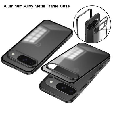 Husă de telefon rezistentă la șocuri pentru Google Pixel 9 Pro XL Din aliaj de aluminiu Cadru metalic Carcasa din spate acrilic transparent mat pentru Pixel 9Pro