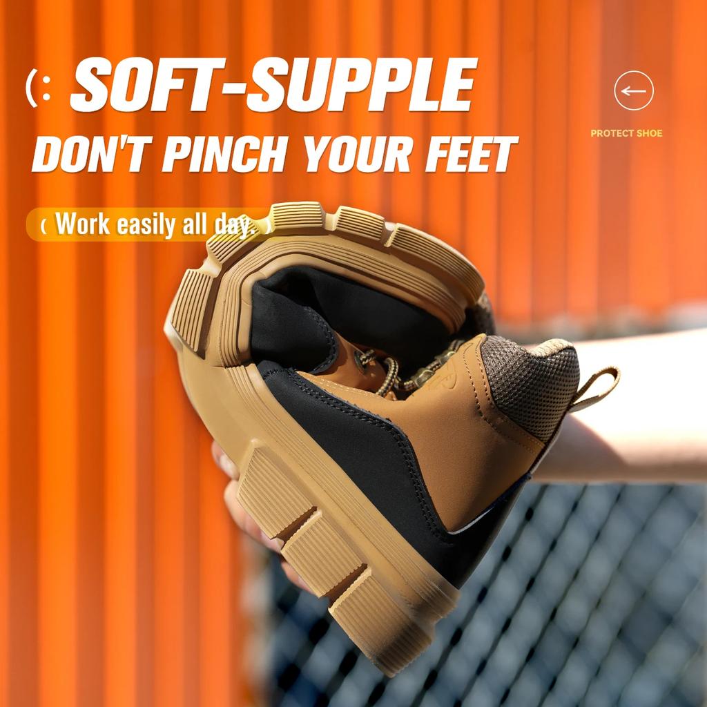 steel toe work boots for men puncture proof lightweight waterproof safety shoes for men leather work shoes protective footwear