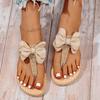 Neue Sommer Damen Fischgräten-Sandalen mit Hanfseil-Sohle, Zehensteg, Modetrend, Indoor und Outdoor, Pinke Sandalen mit Perlen-Schleife