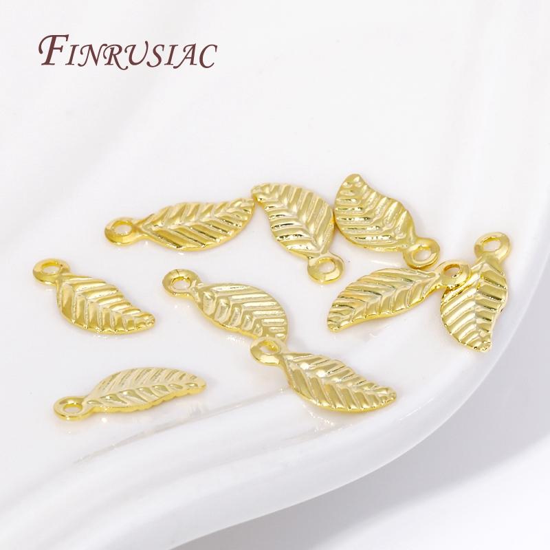50/100Pcs Leaf Tag Charm Pendants Accessories 18K Gold Plated Extend Chain Tag Jewelry Making DIY Necklace Fittings