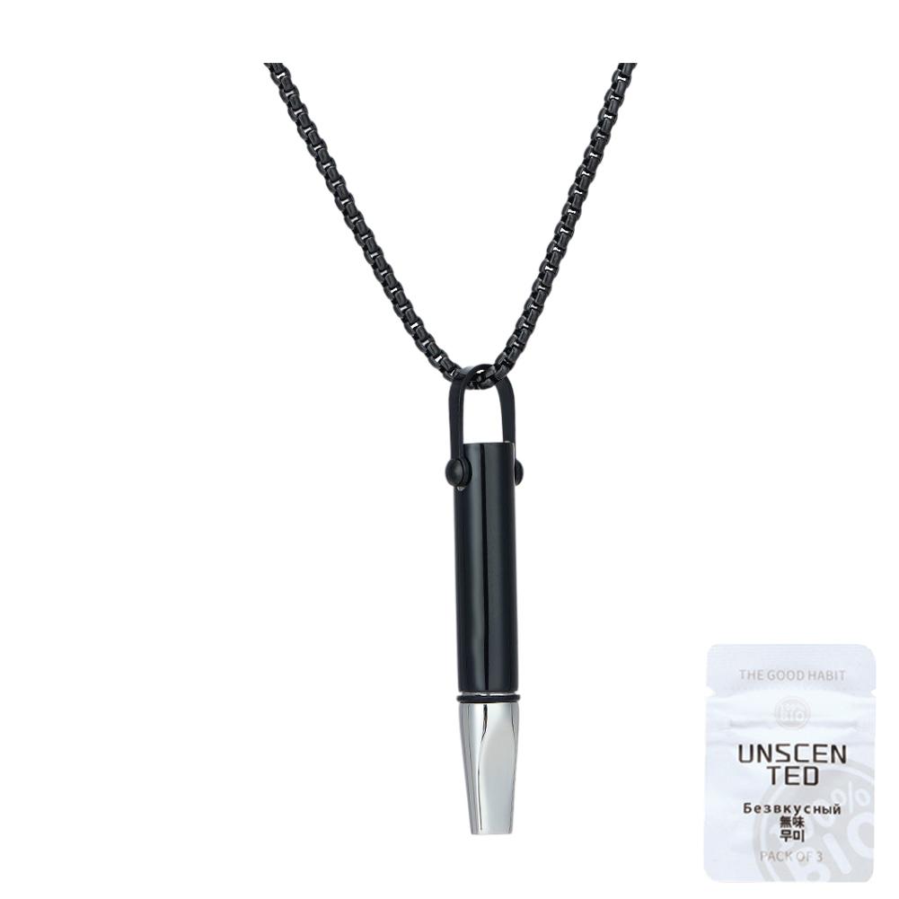 Quitting Smoking Meditation Pendant with Filter Cotton Titanium Steel Pendant Reusable Mindfulness Necklace Stop Smoking Aids