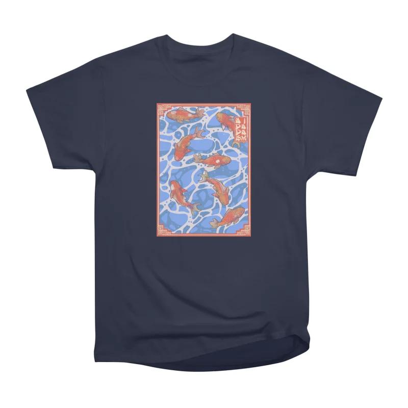 

Men Casual Shirts Short Sleeves RED KOI PROSPERITY Tees Oversized T-shirts S темно-синий
