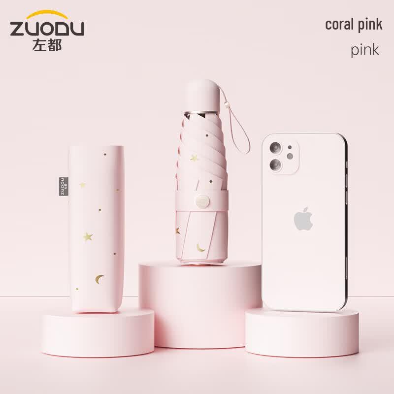 ZUODU Women s UV Protection 5-Fold Capsule Umbrella