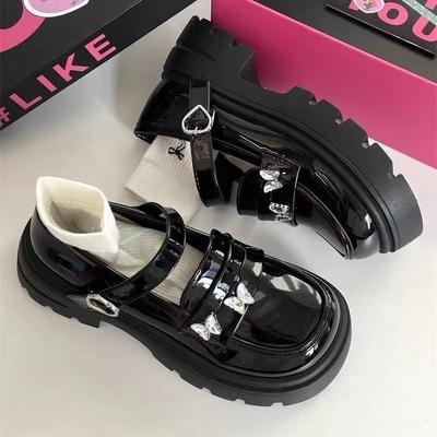 French Butterfly Small Leather Shoes Women's 2025 Summer New Metal Single Shoes Platform British Style Sweet Cool Black Mary Jane