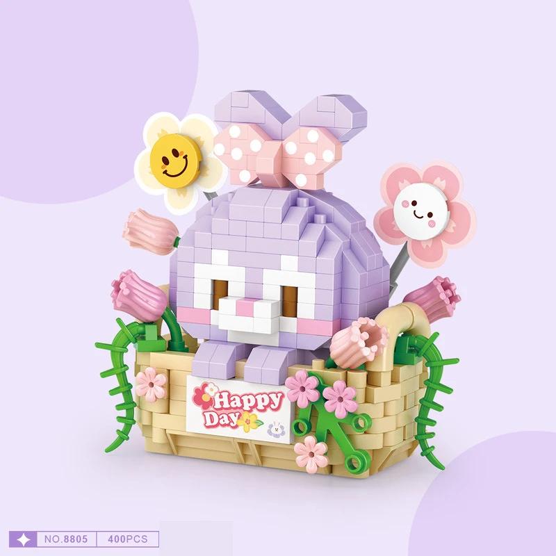 Cute Animal Rabbit Mini Building Blocks DIY Bear Model Mini Construction Bricks Toys Home Decor Holiday Gifts for Kids