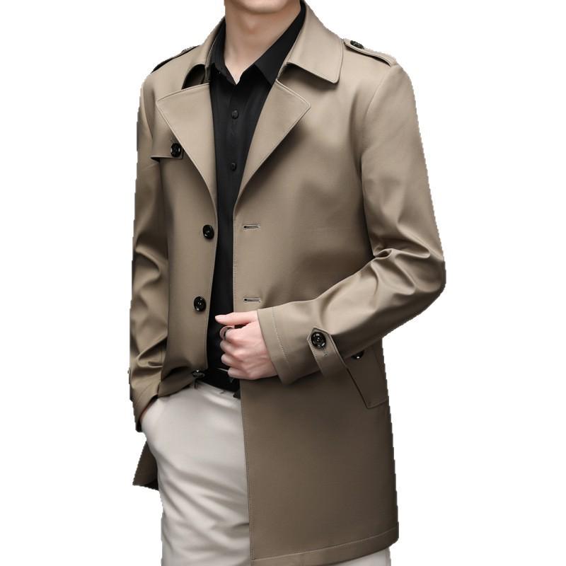 2025 Spring/Autumn High-End Casual Windbreaker: Light Business Lapel Jacket with Patch Pockets for Youth & Middle-Aged Men