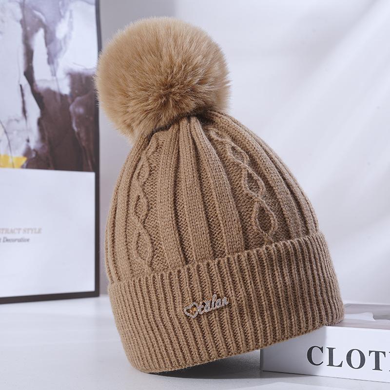 

Lady ColdSeason Warm Knitted Hat Korean Style Trendy Versatile Plus Velvet Thickened Windproof Ear Protection Wool Hat