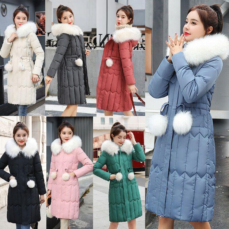 Outwear Winter Parka Coats Women Warm Long Coat Fur Collar Hooded Jacket Slim