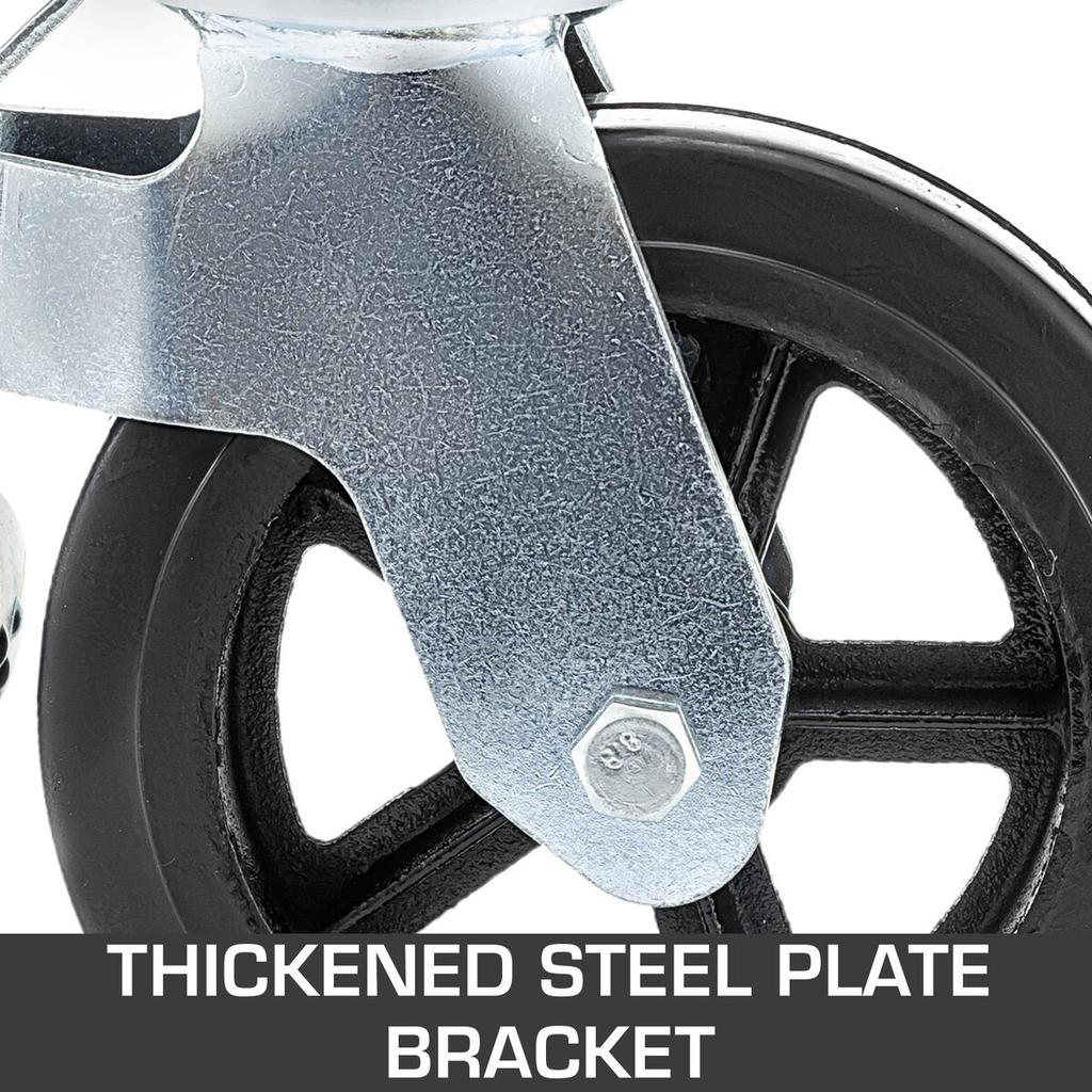 4 Pack 8" X 2" Heavy Duty Scaffolding Rubber Swivel Caster With Dual Locking 1100LBS Capacity Per Wheel