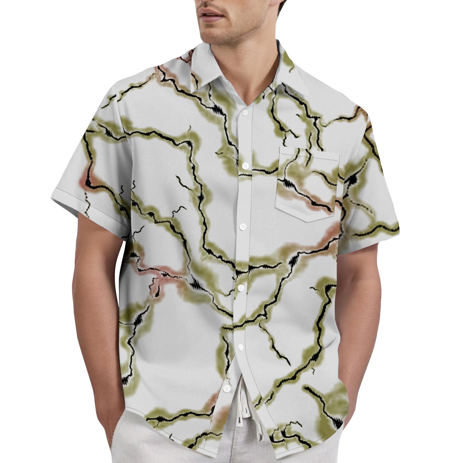 

Hawaiian Print - Men s Printed Casual Short Sleeved Shirt XXL білий