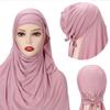 Muslim Modal Adjustable Scarf Rope Cap Jersey Lnstant Hijab Soft Turban Plain Shawl Solid Headband Wraps Foulard Femme