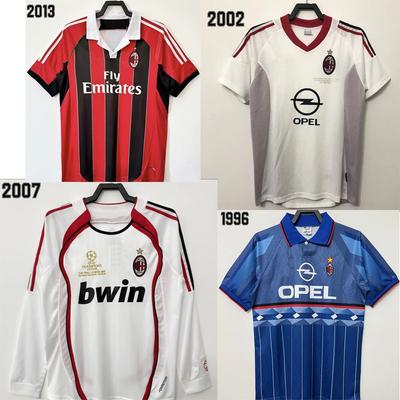 Retro Jerseys AC Football Clothes Shirts Thai Version A Goods Home Away Short-sleeved Men's T-shirt Kaka Ronaldinho Nostalgia