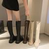 Autumn Winter Women Flats Heel Women Long Boots High Quality Soft Leather Ladies Knight Boots Casual Knee High Boots
