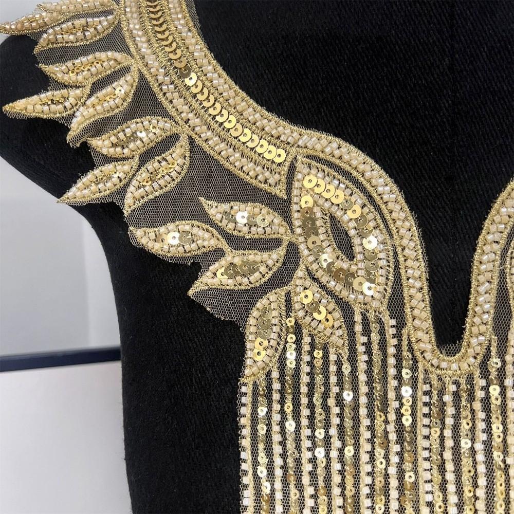 Apparel Accessories Luxury Beads Applique Fashion Delicate Applique Patches Handmade Elegant Clothing Applique Wedding Dress