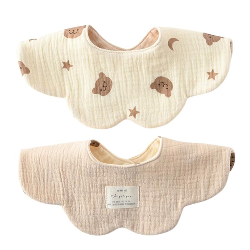 

Double Purpose Drooling Bib Cotton Absorbent Saliva Towel Breathable Baby Nursing Bib Flower Pattern 360 Degree Wrap