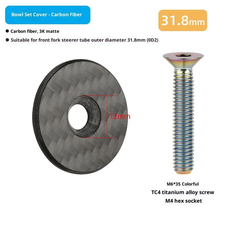 Carbon Fiber Headset Top Cap With Titanium Screw Lightweight Bike Stem Bolt Mountain Bicycle Front Fork Top Cover Parts