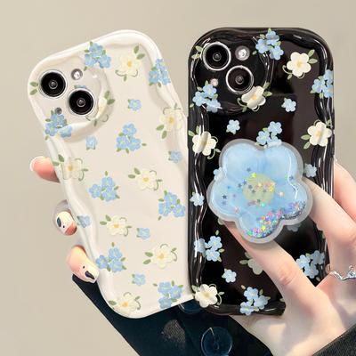 Applicable To Apple 14promax Mobile Phone Case IPhone 13 Full Screen Floral Bracket 11/12 Mini Silicone Anti-fall