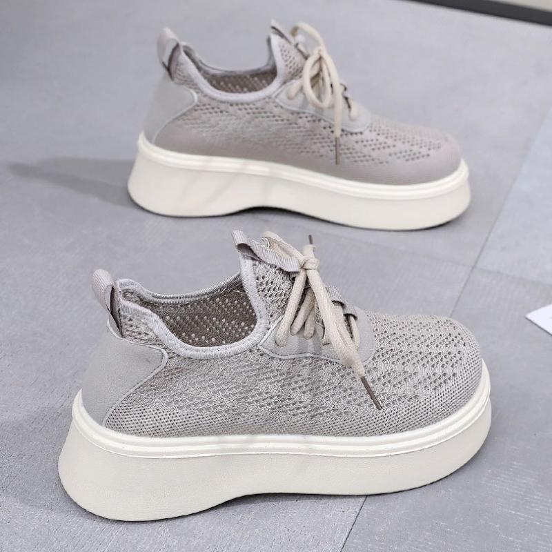 Summer Breathable Women's Casual Shoes New Mesh Ankle Platform Sneakers Comfortable Soft Sole Wear-resistant Walking Shoes 2025