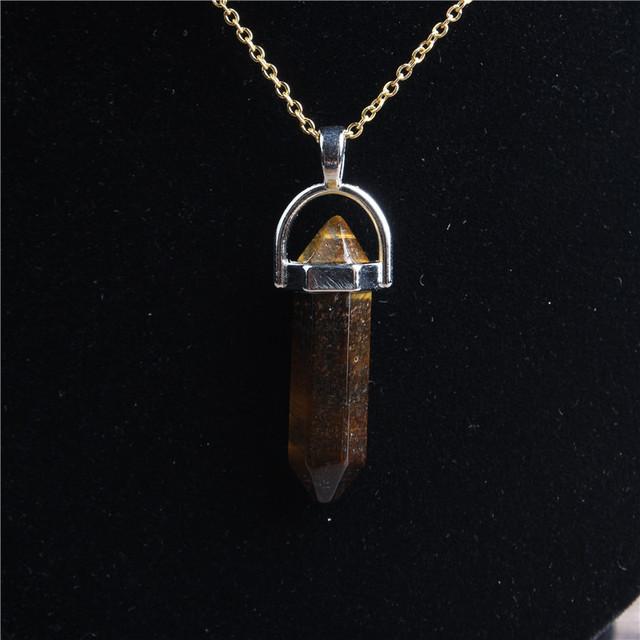 29 stil 42 cm colier din piatră de cristal naturală pilon hexagonal pandantiv cu lanț din aur din oțel inoxidabil pentru bijuterii diy bărbați și femei