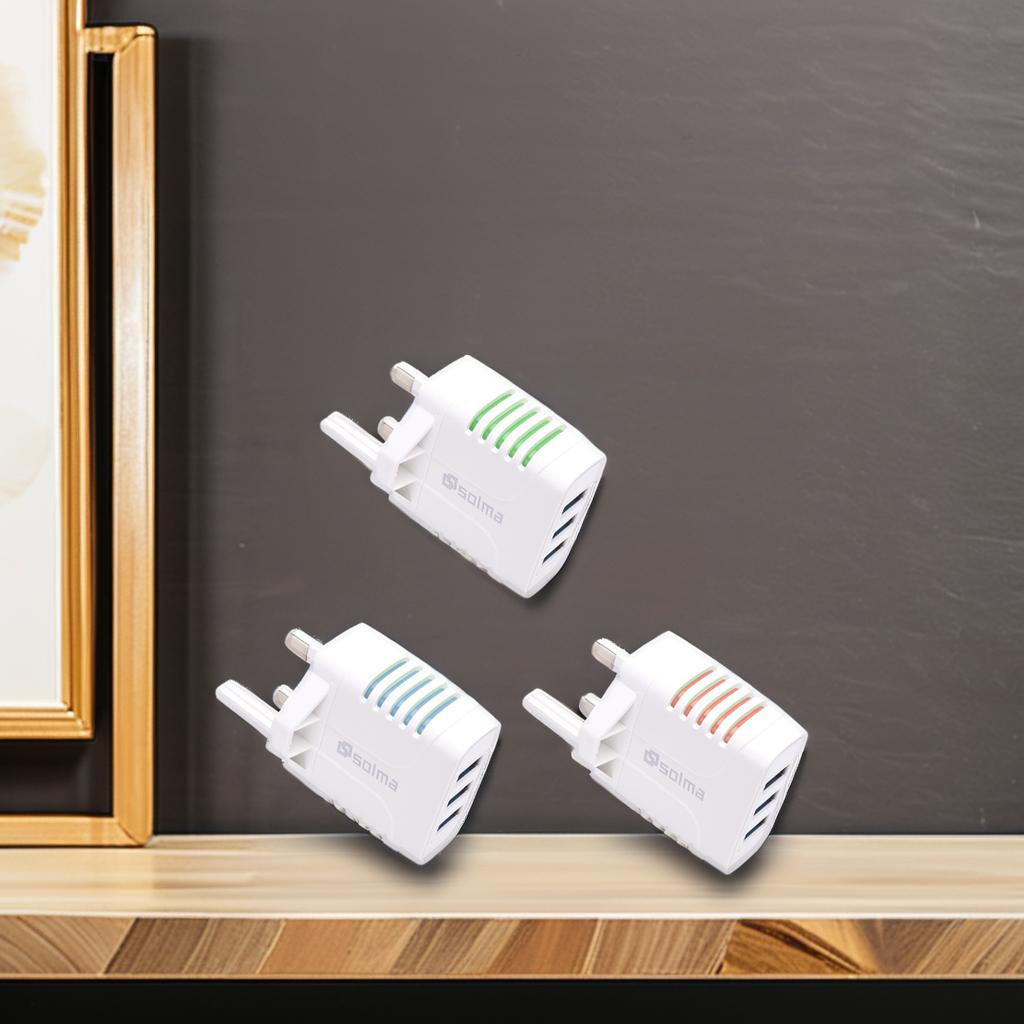 3-Port USB Wall Charger Adapter Candy Color For Mobile Phone Travel Charger Charging Lndicator Travel 3USB Port Multi Intelligen