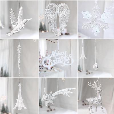 Snowflake Christmas Tree Ornament: Acrylic Icicle Prop for Holiday Decoration or Wedding Installation, Transparent White