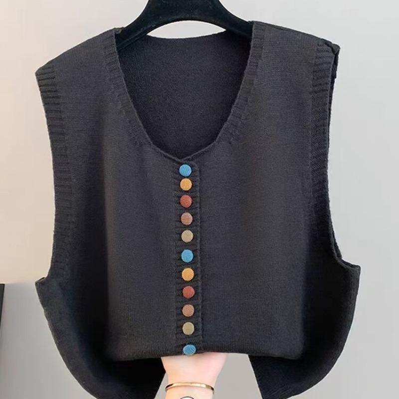 Vest Womens Vest Jacket Autumn and Winter Vest Updated Knitted Sweater V-neck Relaxed Fit Trendy Vest Cardigan