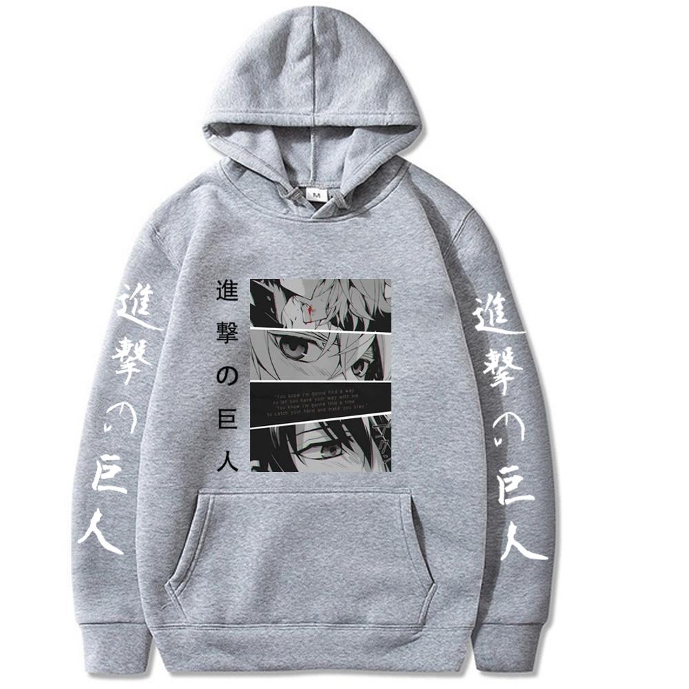 

Забавные толстовки с капюшоном в стиле японского аниме «Конец Серафим» и глазами, модные Повседневные зимние женские толстовки с капюшоном из мультфильма Хякуя Микаэла Харадзюку M серый