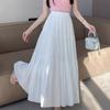 Women's Summer Elegant High Waisted Slimming White Tiered Skirt A Line Flared Long Skirt for Pear Shaped Figures