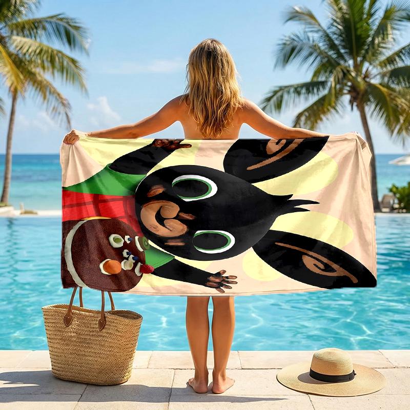 Bunny Fashion Beach Towel: Ideal for Summer Adventures Soft, absorbent and quick drying suitable for swimming and bathing