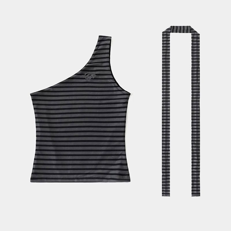 South Korea Badblood American Gyaru Stripe Vest Sling Women Niche Retro Sexy Street Embroidery Top Tide