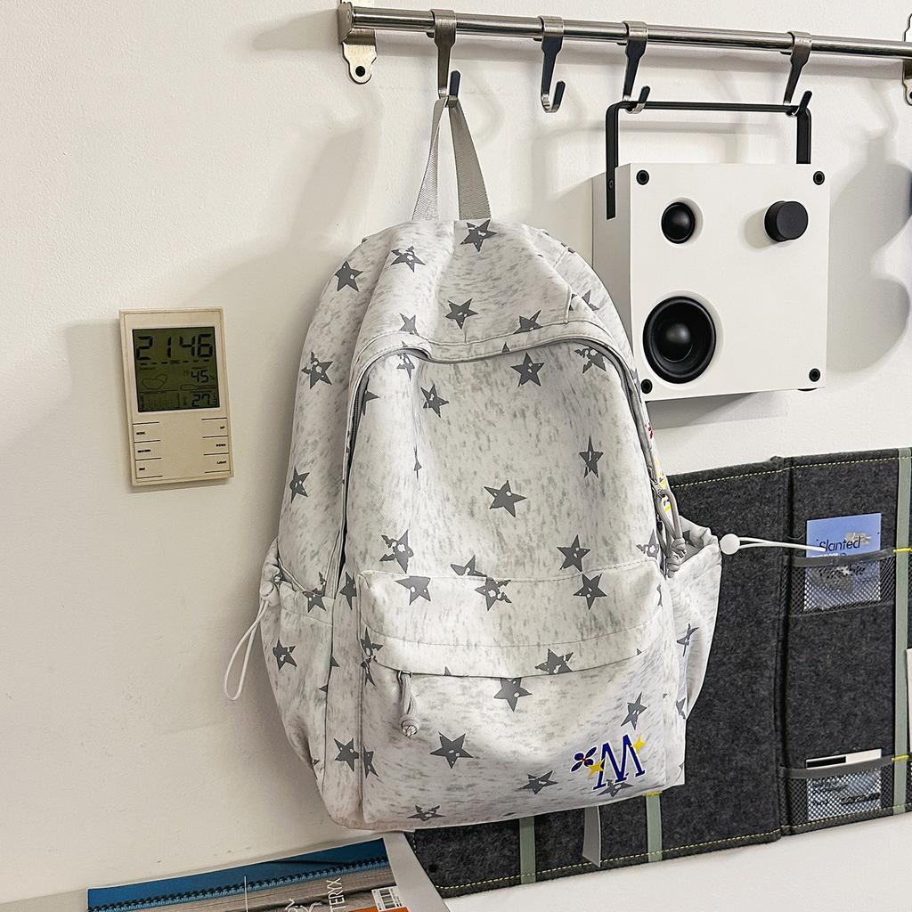 Schoolbag American Style Star Backpack Male and Female College Students High Value Ins Large Capacity Lightweight Simple Junior High School Bag