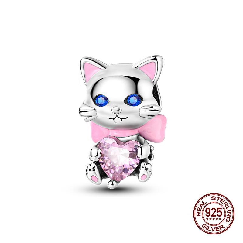 Charms Kupferrosa Katze Eule Tier Herz Zirkonia Charm Perlen Passen Original Armbänder Feiner DIY Schmuck
