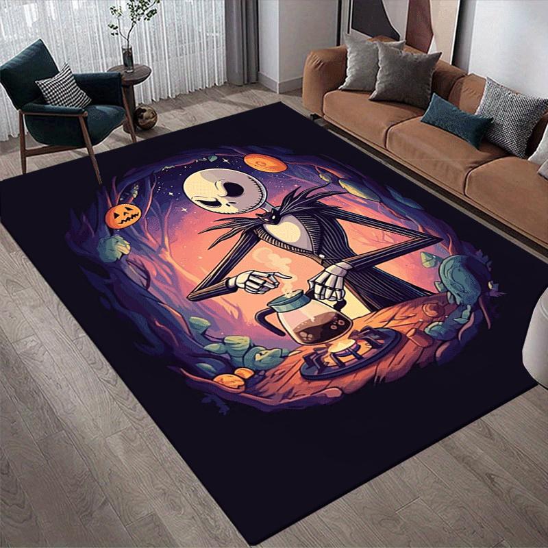 1pc The Nightmare Before Christmas Pattern Area Rug Soft Flannel Floor Mat for Living Room,Office,Bedroom and Carpet,Sofa Coffee Table Floor Mat