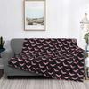Pink Bat Halloween Goth Blankets Flannel Spring Autumn Multi-function Super Soft Throw Blanket for Bedding Couch Rug Piece