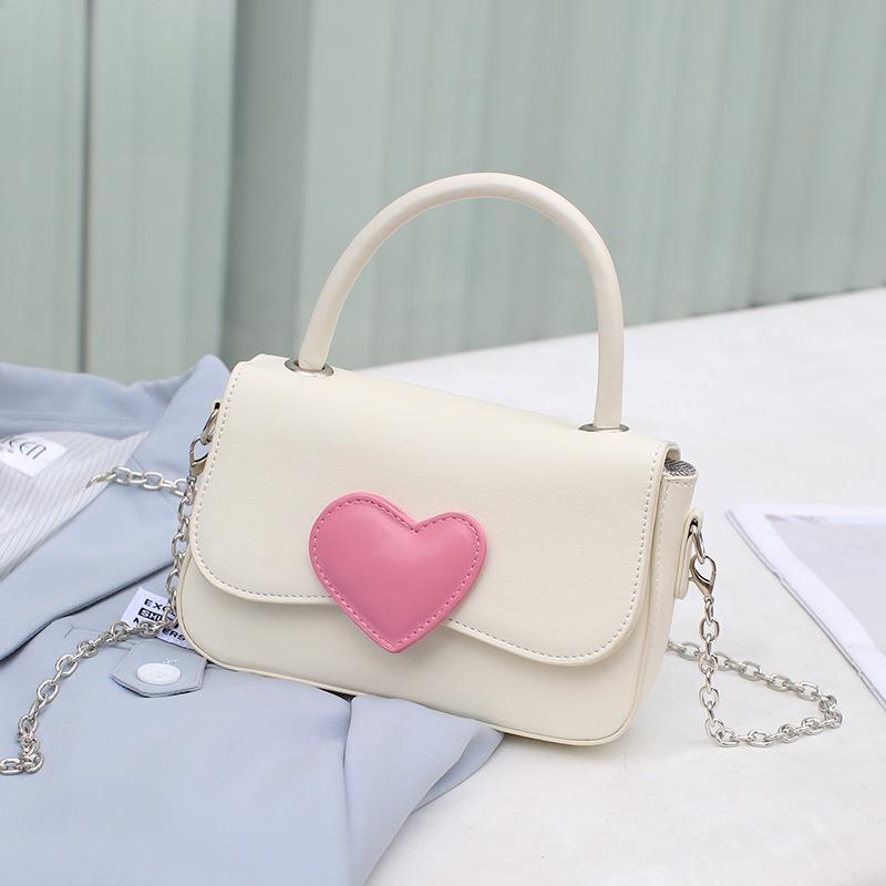 

Розовая любовь Контрастный цвет Маленькая квадратная сумка Модная Высококлассная Сумка Маленькая Свежая Простая Универсальная Сумка на цепочке