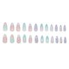 24PCS Elegant Press On Nail Set Featuring Pearls Seashells Design And Shimmering Rhinestones 3D Ombres Glows ABS False Nail Easy Application