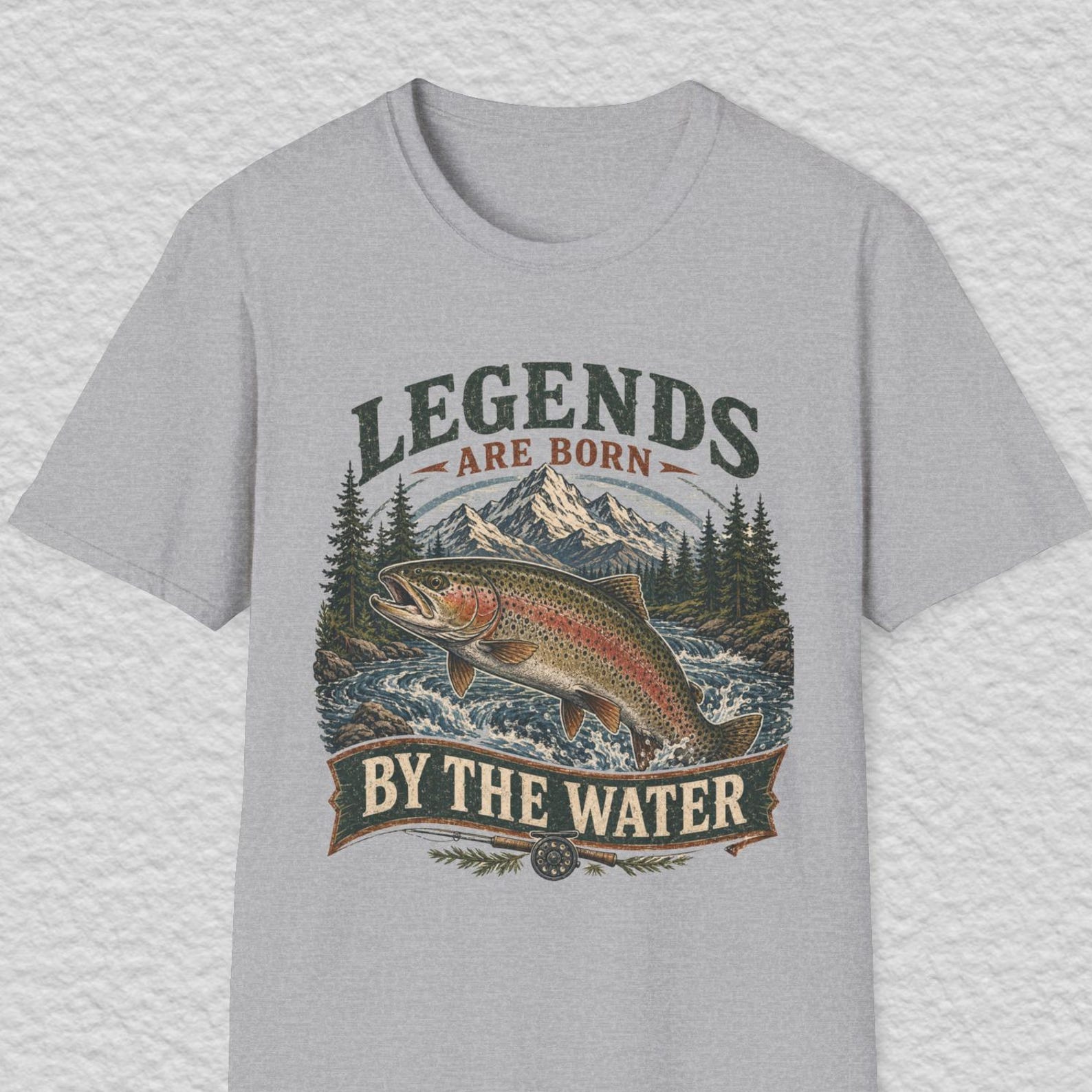 Fishing Legend Shirt, Trout Fishing Tee, Born By The Water Shirt, Fisherman Gift T shirt, Mountain River Tee S