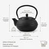 Cast Iron Kettle Black 1.5L Tea And Herb Infuser Enamel