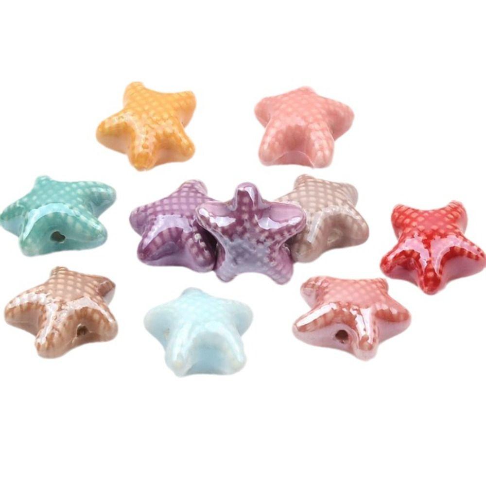 20pcs Ceramic Ceramic Spacer Loose Beads Fresh Color Jewelry Making Material Starfish Bead  Student