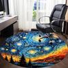 1PC Starry Night Landscape Office Round Area Rug,  Mat Suitable ForOffice, Under Office Chairs Bedroom Living Room Home Decor, Room Deco