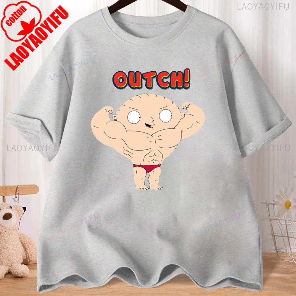 FMILY GUY Stewie Tattoo Brian Cartoon FMILY GUY Bedrucktes T-Shirt für Fitnesstraining, Joggen und Outdoor-Aktivitäten