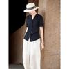 Women's Elegant V-Neck Patchwork Short Sleeve Blouse