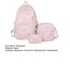 3 Pcs/Set Floral Backpack Women Flower Rucksack Shoulder Bag Makeup Pouch Quilted Daypack for Girls School Work Travel