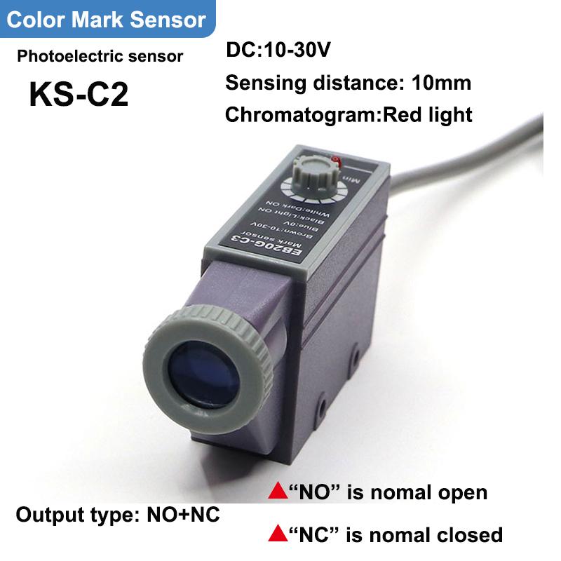 Color Mark Sensor Color Photoelectric Sensor Switch KS-C2/C2G 10mm Sensing Distance NONC DC 10-30v Bag Making Machine